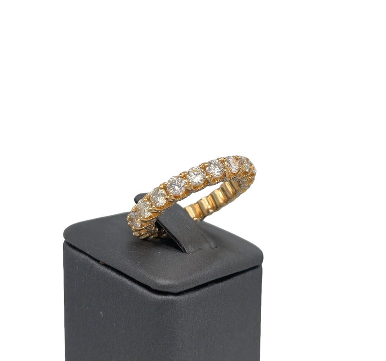 14K Italian Solid Gold Eternity Band Diamond Ring, Diamonds, Prong Set Diamonds, Yellow Gold, Breathetaking Full Diamond Ring image 2