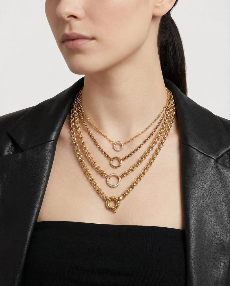 14K Italian Gold Belcher Rolo Link Chain image 13