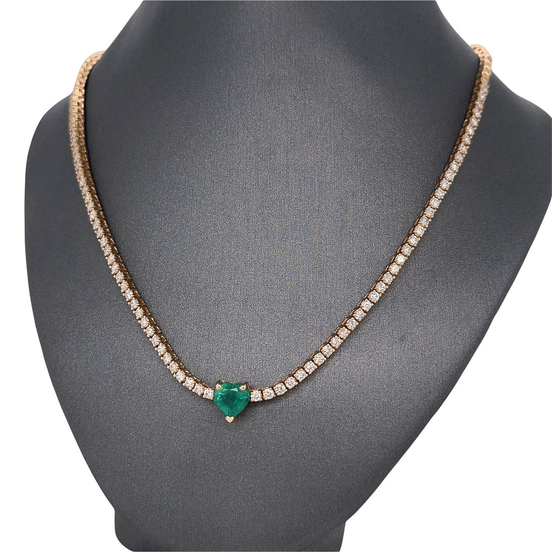 アクセサリー THE M JEWELERS THE TENNIS NECKLACE 14k Gold, Halfway Diamond Tennis Necklace With Heart Shaped