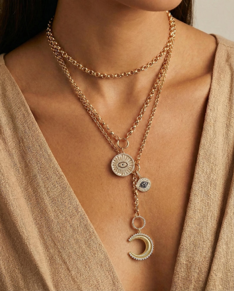 14K Italian Gold Belcher Rolo Link Chain image 1