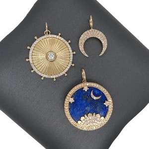 Lionheart™ Signature Original Charms, 14K Gold Starry Night Lapis Lazuli, Cassandane Sunburst Medallion, Luna Celestial Crescent moon Charms image 9