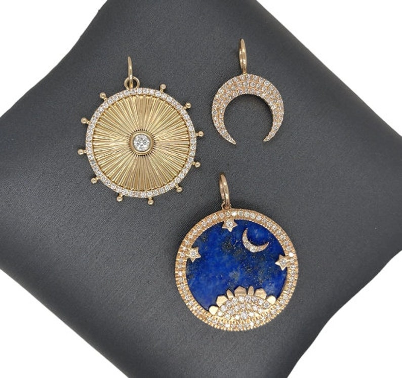 Lionheart™ Signature Original Charms, 14K Gold Starry Night Lapis Lazuli, Cassandane Sunburst Medallion, Luna Celestial Crescent moon Charms image 9