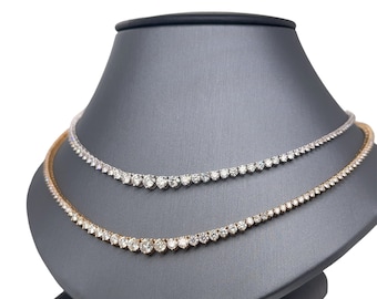 Buy 14K Gold Graduated Diamond Tennis Necklace, White Gold, Yellow