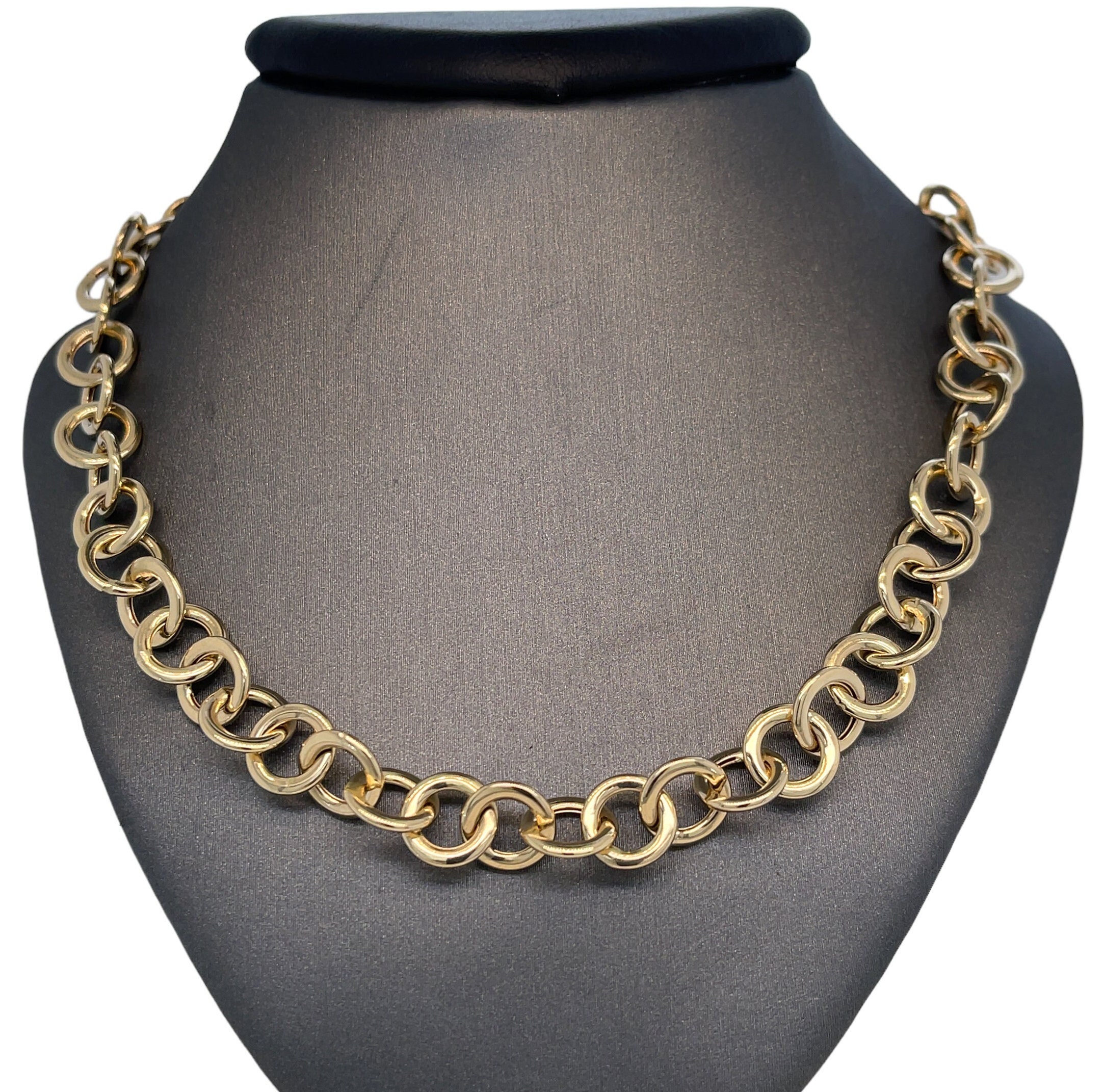 14K Italian Gold Specialty Circle Link Chain, Yellow Old, Circle 