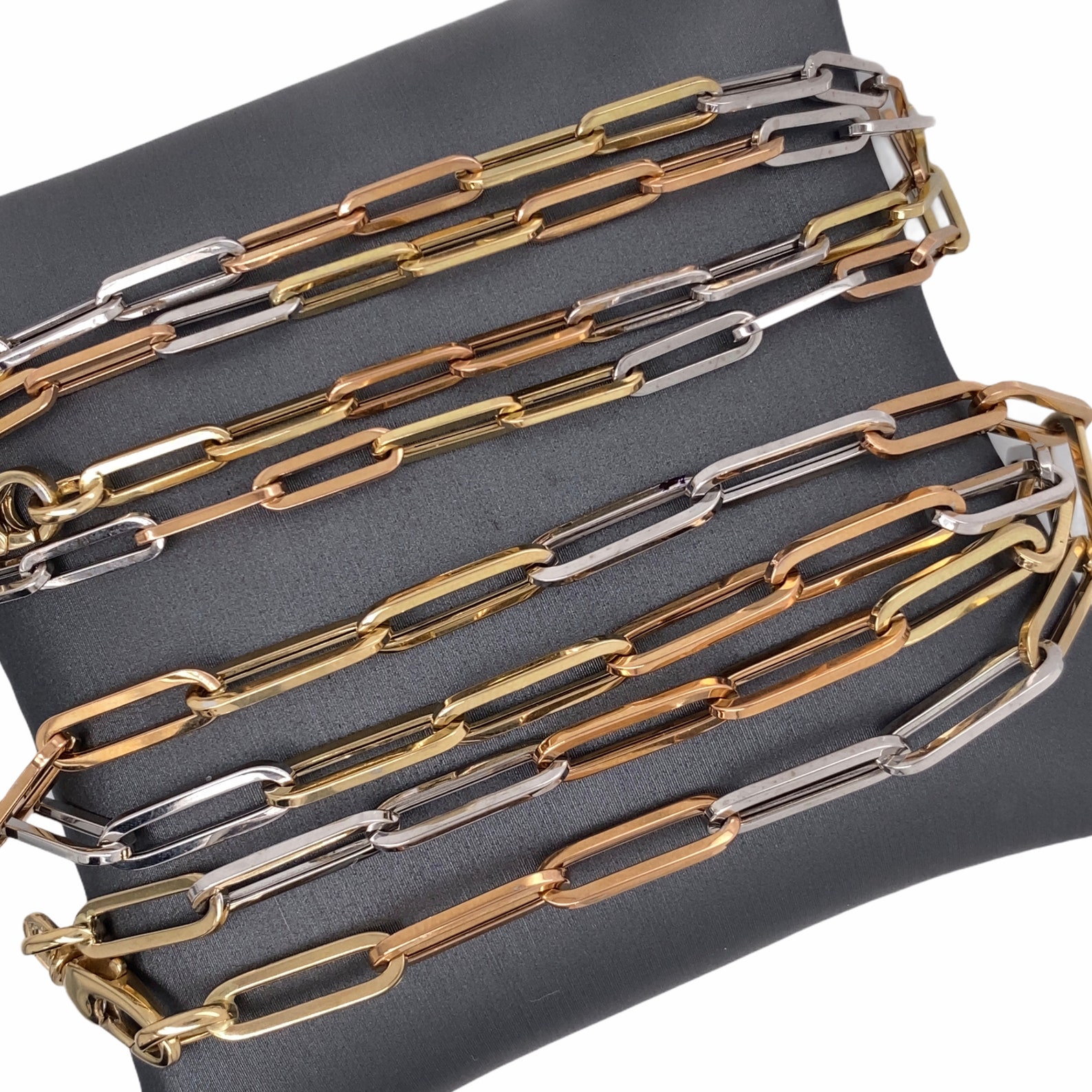 14K Italian Tri Color Gold Paperclip Chain Paperclip Chain Etsy