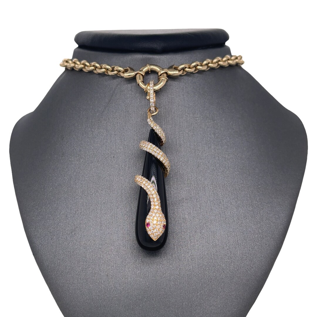 Lionheart™ Signature 14K Solid Gold Evangeline Onyx Serpent Etsy