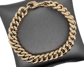 14K Italian Yellow Gold, High polished, High Quality Miami Cuban link, Miami Link, Miami Cuban Link Bracelet