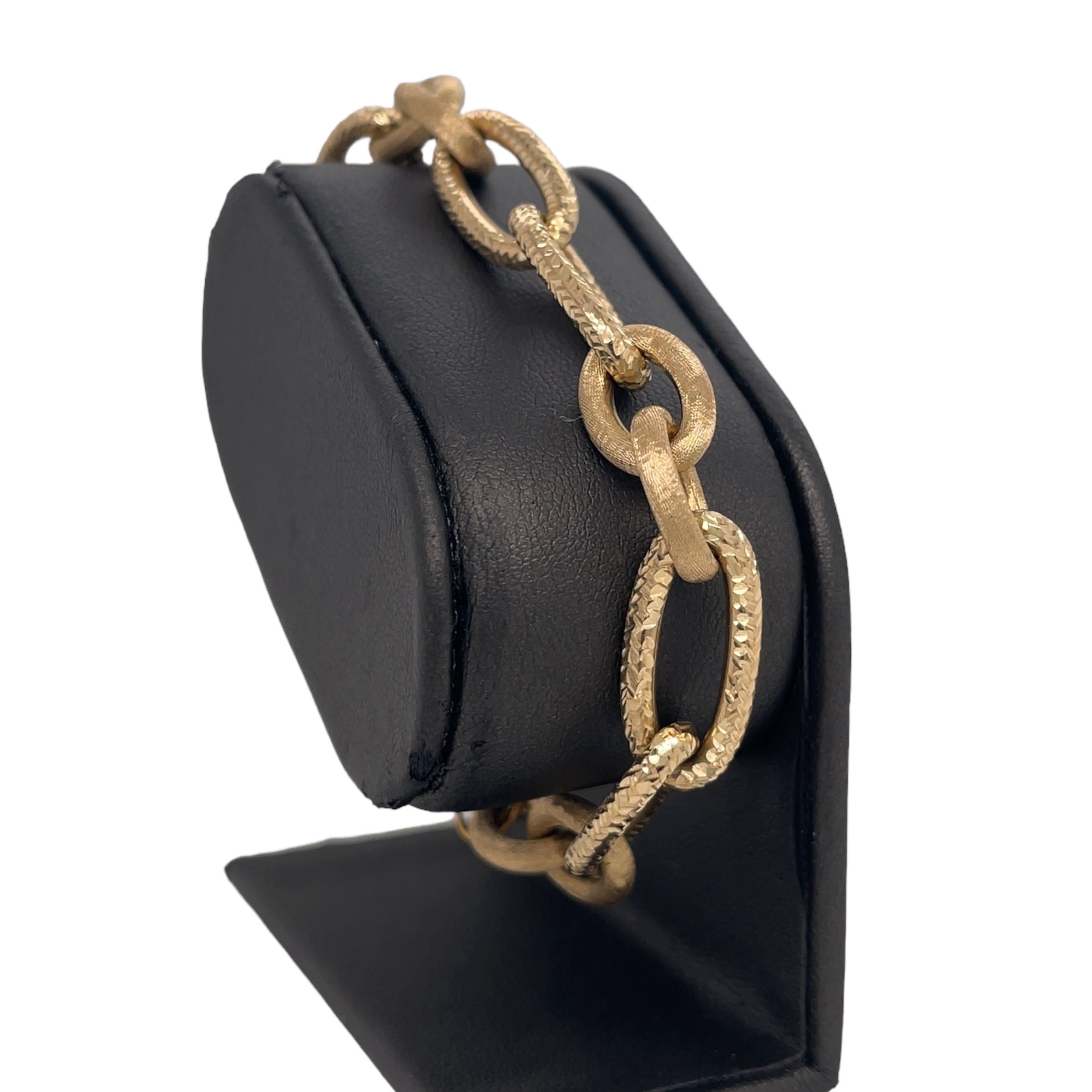Produktbild von Italienisches 14k Gelbgold Armband – Oval Abgeschrägte Gliederkette, 8 Zoll / 20,3 Cm, 9,1 G, Ohne Stein