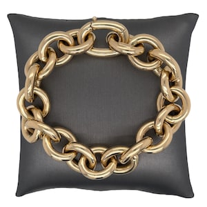 14K Italian Yellow Gold Specialty Round Link Bracelet, Chunky Bracelet, Round Links, High Polished, Chunky Gold Bracelet