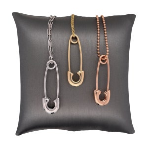 Colgante con dije de imperdible en oro macizo de 14 quilates, oro amarillo, oro rosa, oro blanco, pulido intenso, imperdible, hermoso colgante con dije de imperdible