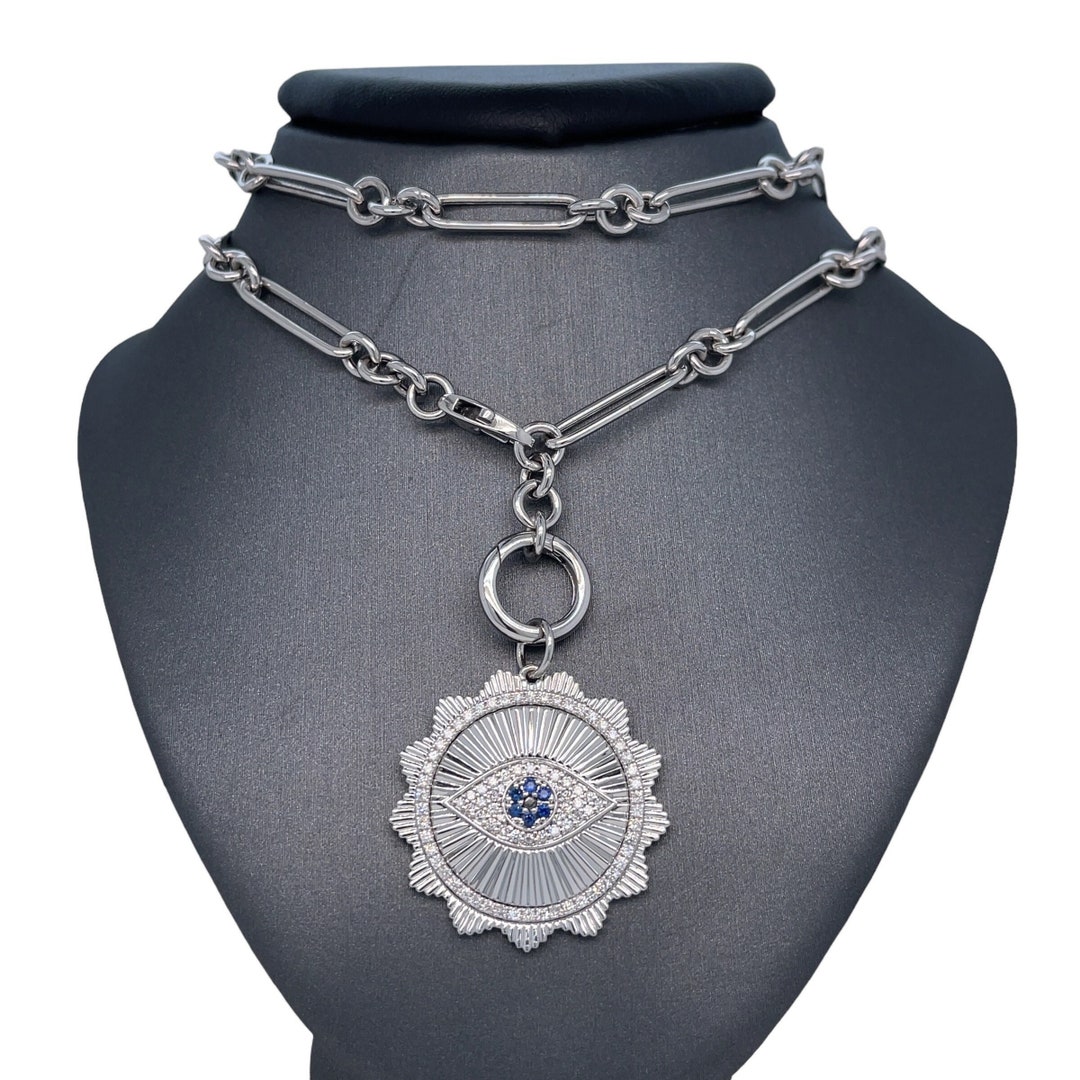 Lionheart™ Signature 14K Solid Gold mati Evil Eye Charm, Pave Set