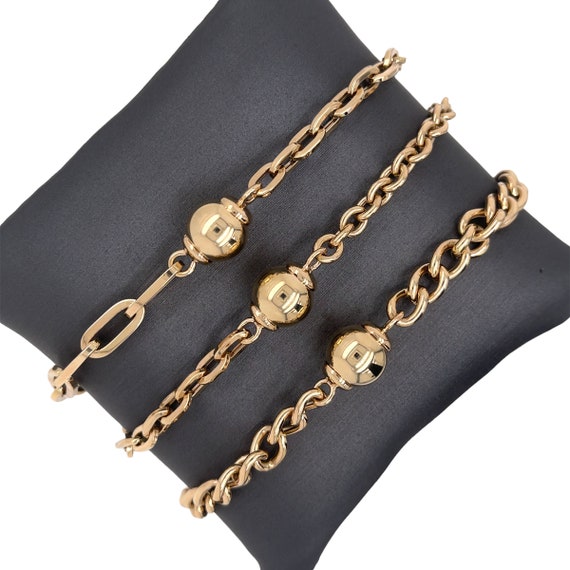 Amazon.com: Men's Italian Concave Curb Bracelet, 14K Gold: Clothing, Shoes  & Jewelry