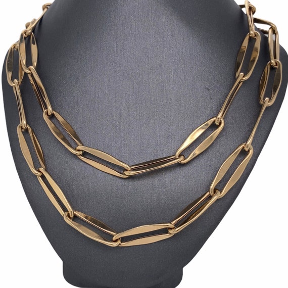 Italian gold paperclip necklace deals