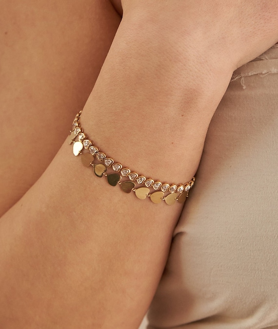 Diamond heart link bracelet best sale