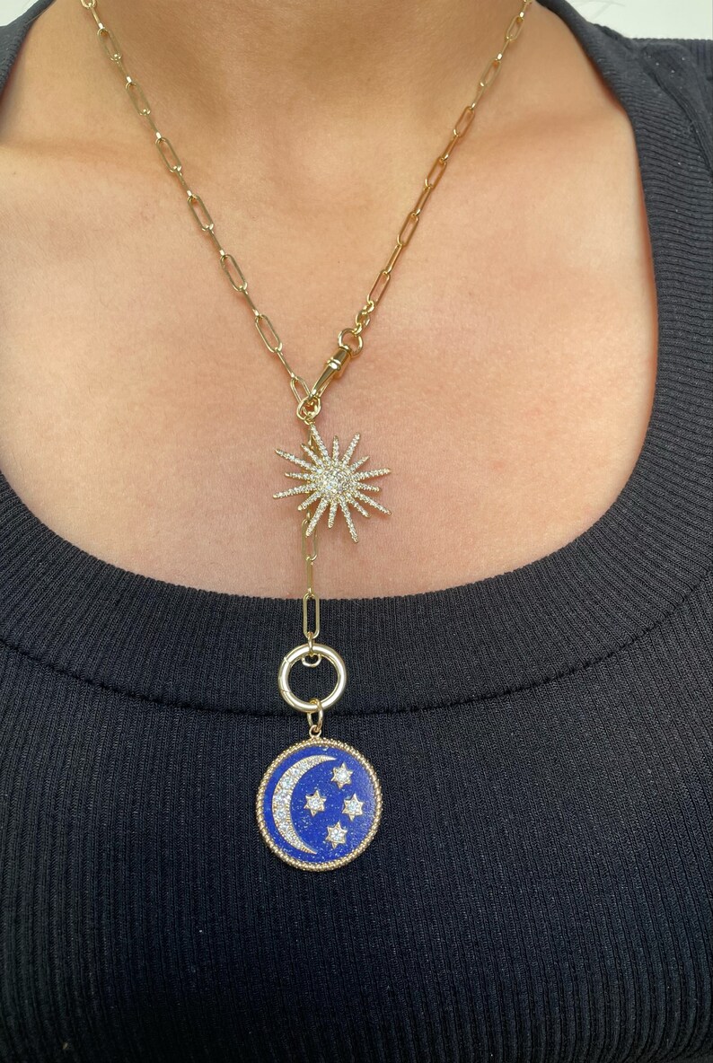 14K Italian Yellow Gold Paperclip Link Chain, Push in Clasp, Push in