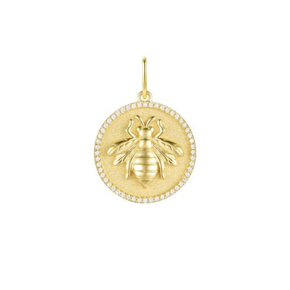 14K Matte Gold Diamond Bee Charm - Unique Gold Charms