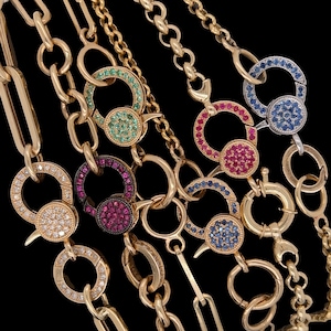 14K Solid Gold Lobster Connector clasps, Ruby, sapphire, emeralds, diamonds, enhancer connector lobster clasps