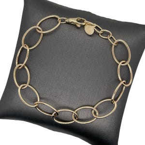14K Italian Yellow Gold Open Link Bracelet, Oval Links, Oval Link Bracelet, Dainty Gold Bracelet, Open Gold Links, Yellow Gold Bracelet
