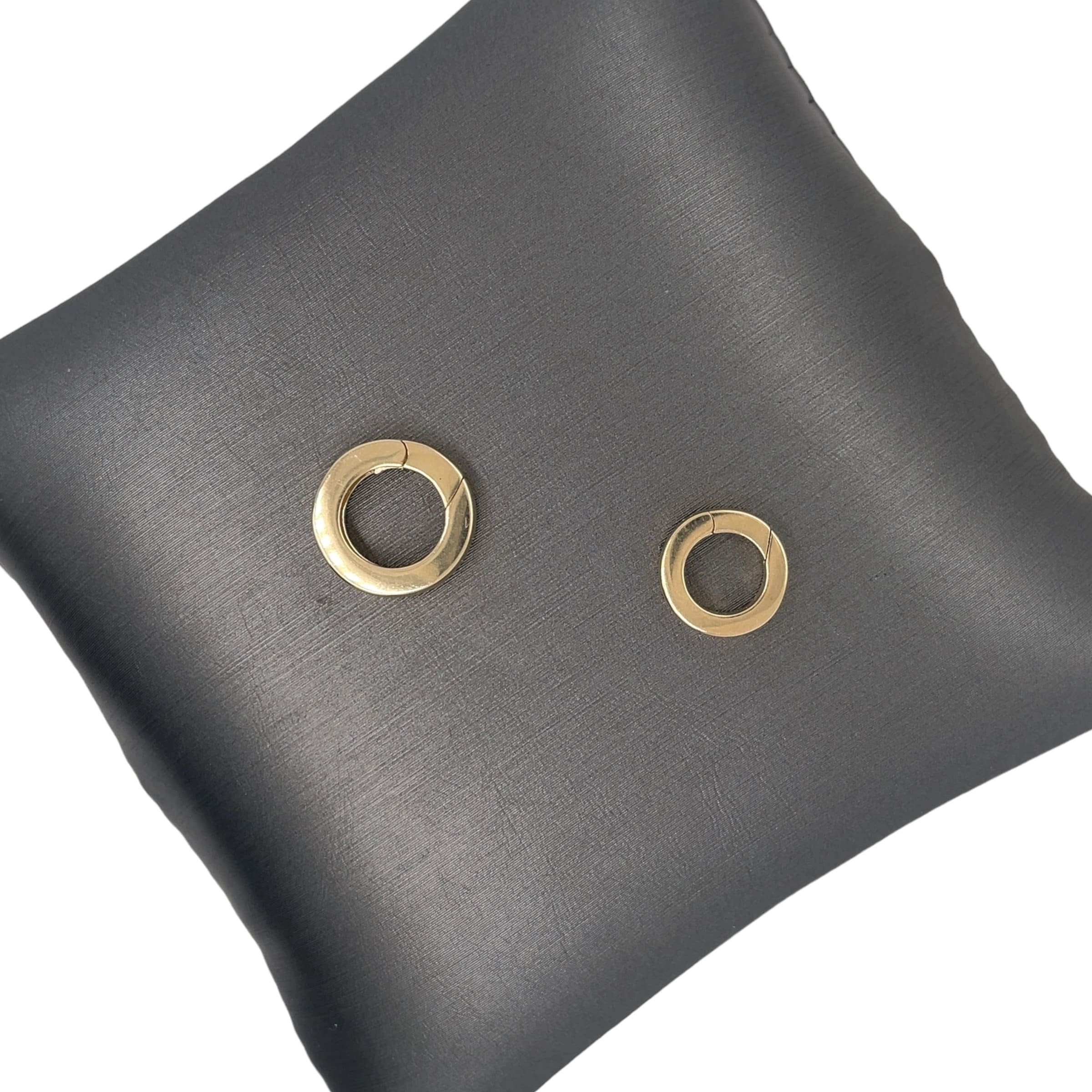 14K Italian Yellow Gold Flat Circle Connector, Push-In Connector, Gold Clicker Connector, Charm Enhancer, Flat Circle Connector