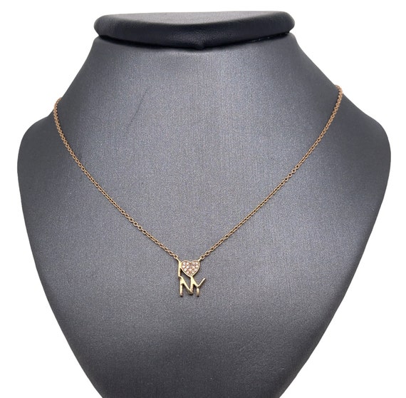 14Kゴールドネックレス、ダイヤモンド、ハート、I Heart NY