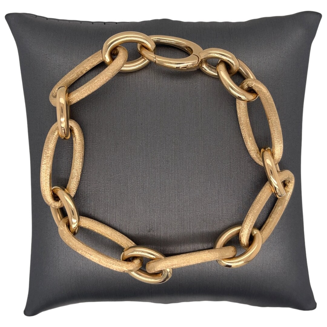 14Kイタリアンゴールドサテンテクスチャードオーバルチェーン