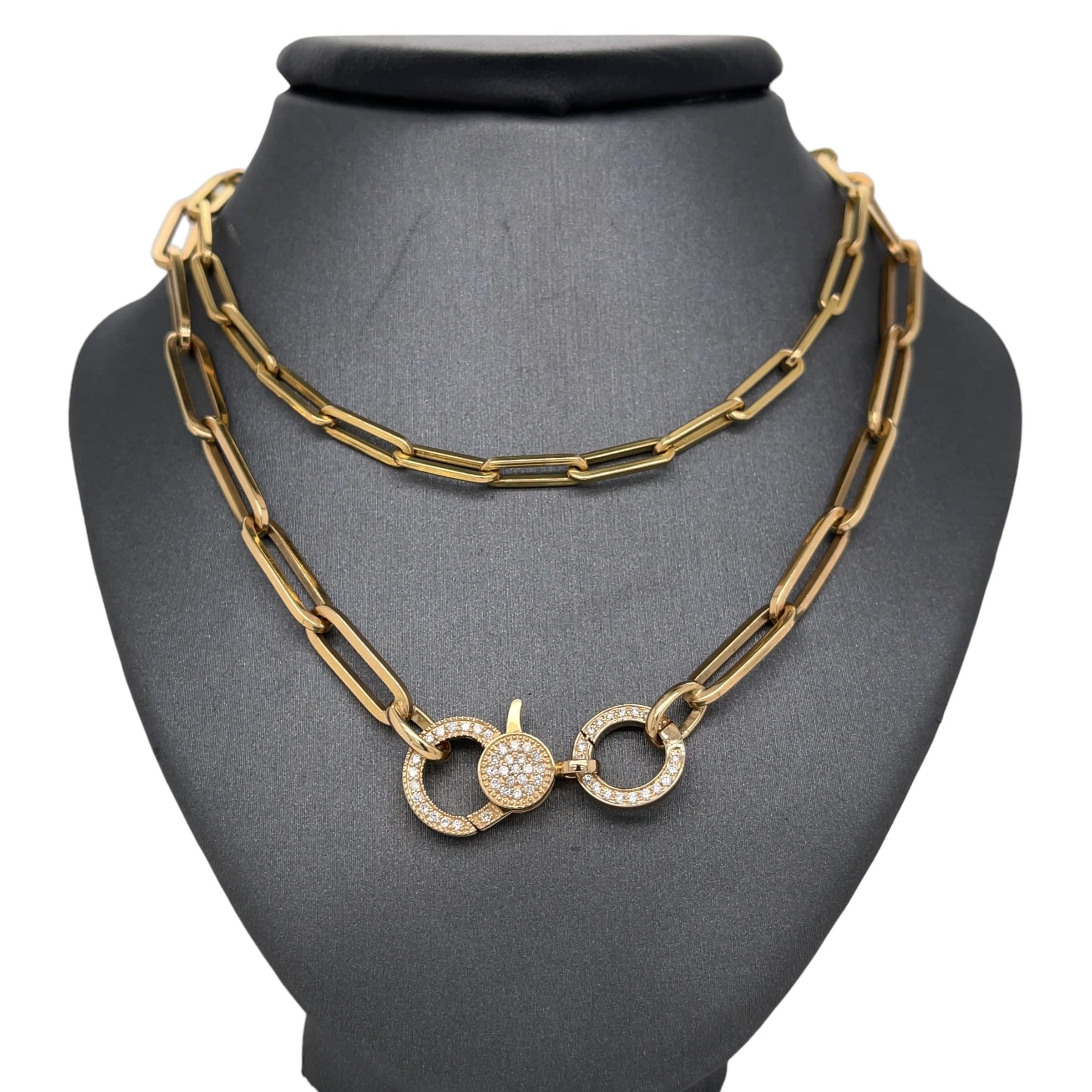 14K Gelbgold 9,3 Mm Büroklammer Dreifach Oval Ring Verbindungsglieder Halskette, 18 "Büroklammer Kette, Phantasie Echt Gold Halskette, Frauen