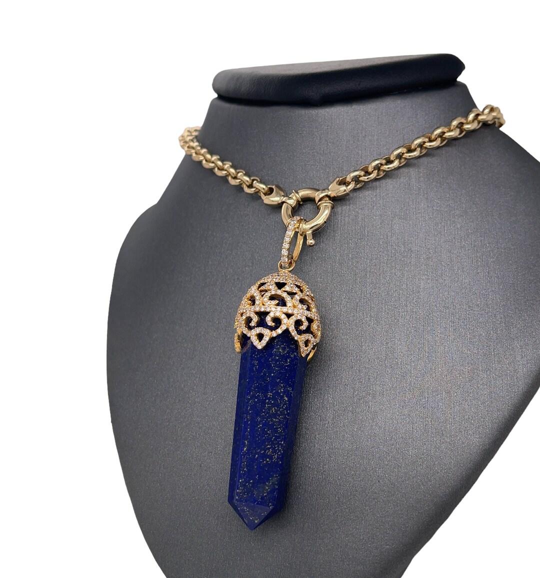 Lionheart™ Signature 14K Solid Gold Piero Lapis Lazuli Wand Amulet
