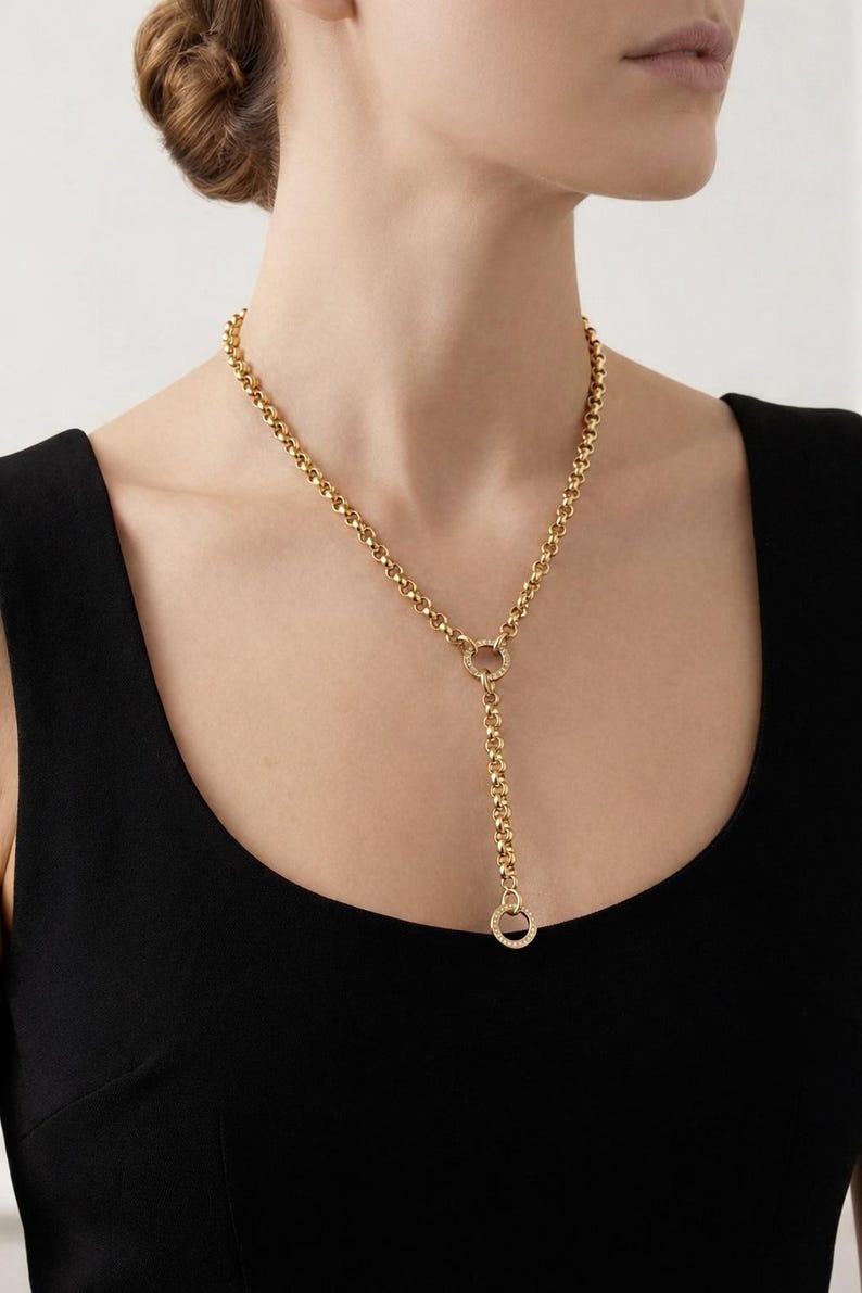 14K Italian Gold Belcher Rolo Link Chain image 14