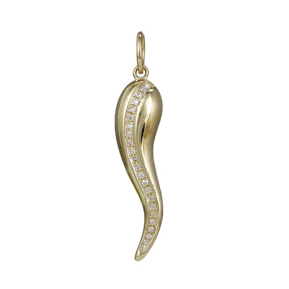 Gold italian horn with diamonds sale