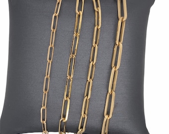 14K Solid Italian Gold Paper Clip Chain Bracelet, Solid Gold Links, Solid or semi Italian Gold Bracelet
