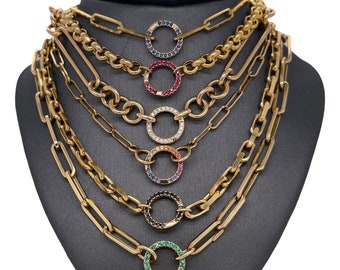 14K Solid Gold Connector, Diamonds, Rubies, Sapphires, Emerald, Black Diamonds, Multi Sapphires, Black Rhodium, Colorful Charm Enhancer