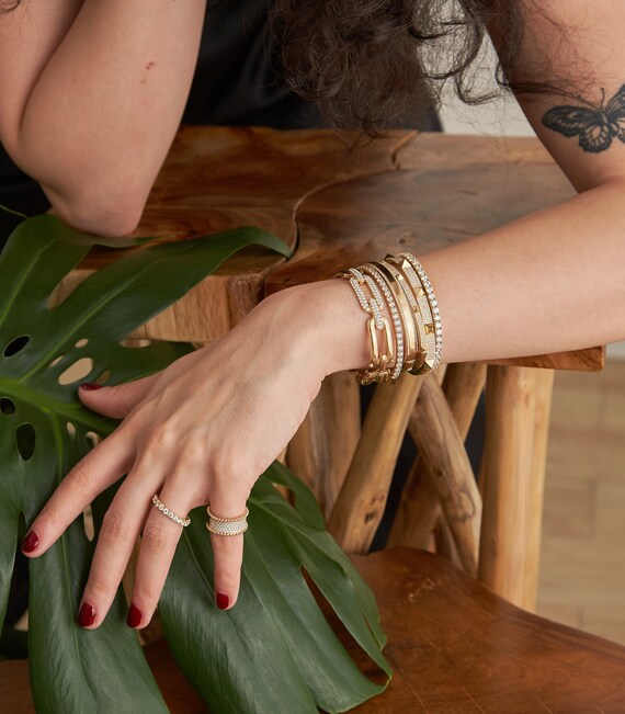 Gold Spikes Stretch Bracelets - 3 Pack | Claire's