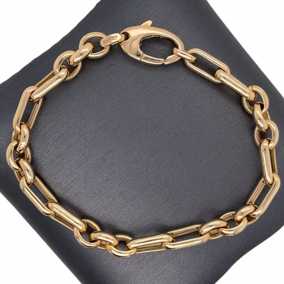 Italian 14K Yellow Gold Flat Herringbone Bracelet 6.75