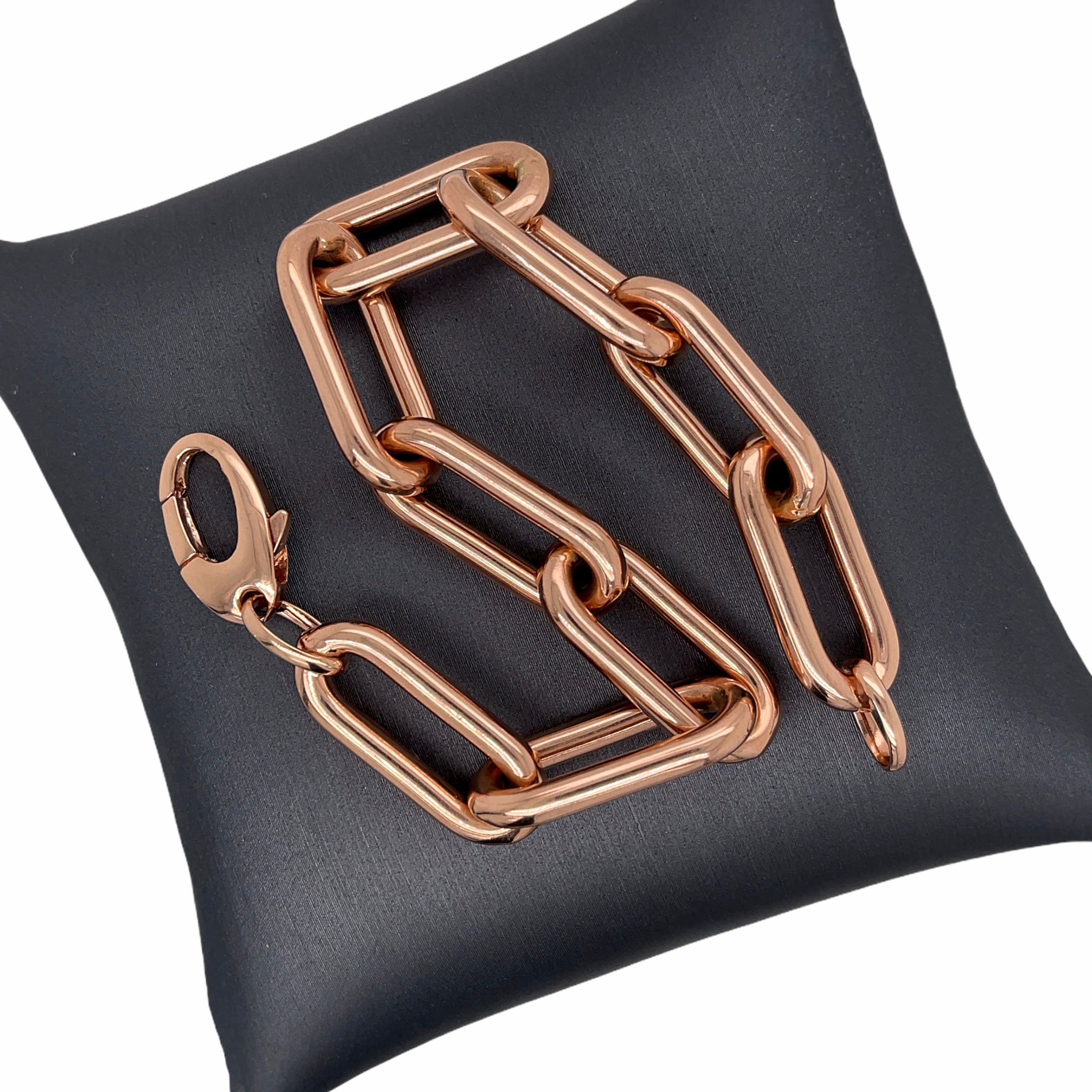 14K Italian Gold, Rose Gold, White Gold, Rectangle Link