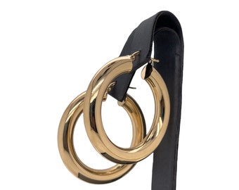 14K Gold Handmade Italian Tube Hoop Earrings