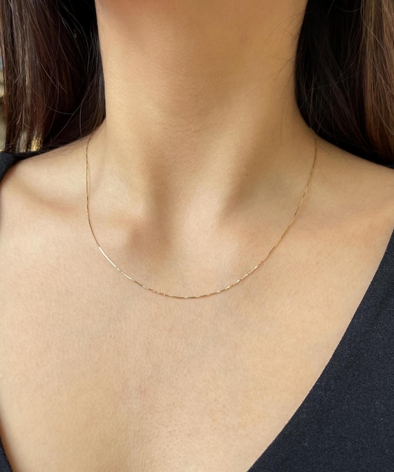 14K Yellow Gold Snake Chain, Dainty Snake Chain, Gold Chain