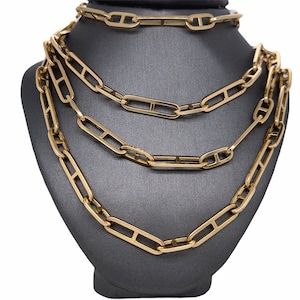 14K Yellow Gold Anchor Mariner Link Chain, High Quality Italian Gold Chain, Anchor Chain, Mariner Chain, Link Chain Necklace