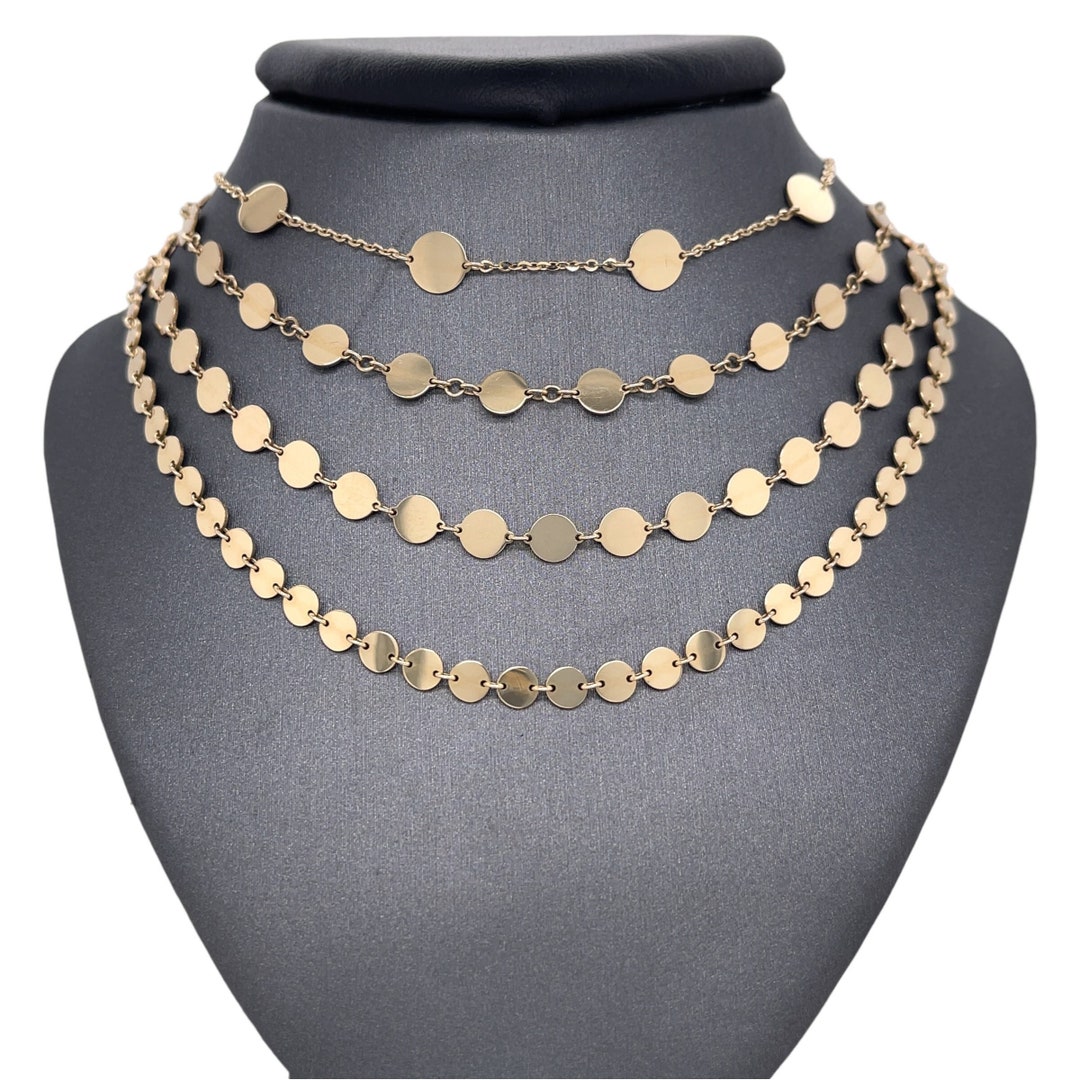 14K Italian Gold Circle Link Chain, Yellow Gold, Circle Links, High ...