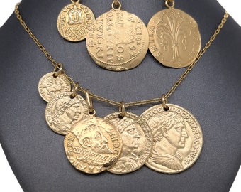 14 K Solid Gold, Solid Italian Gold, Roman, Italian Coin Charms, Roman Coins, Roman Coin Pendants, Italian Coin Charms