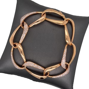 18k Rose Gold Diamond Twisted Oval Link Bracelet, Diamond Bracelet, Diamonds, Rose Gold Bracelet, Invisible Lock, Statement Piece Bracelet