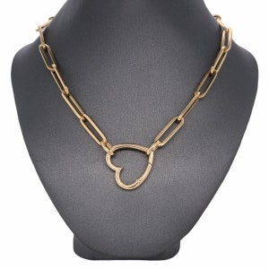 Conector de corazón a presión de oro macizo de 14 quilates, potenciador de dijes, conector en forma de corazón, corazón, mecanismo de presión, conector de corazón de oro