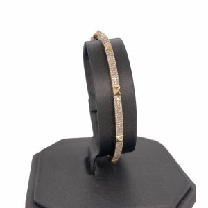 14K Solid Gold, pave set Diamond Multi Pyramid, Spike Bangle Bracelet