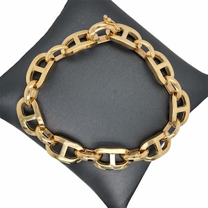 14K Yellow Gold Chunky Mariner Link Bracelet, Italian Gold Mariner Link, Mariner Bracelet, Chunky Bracelet, Mariner Link Bracelet
