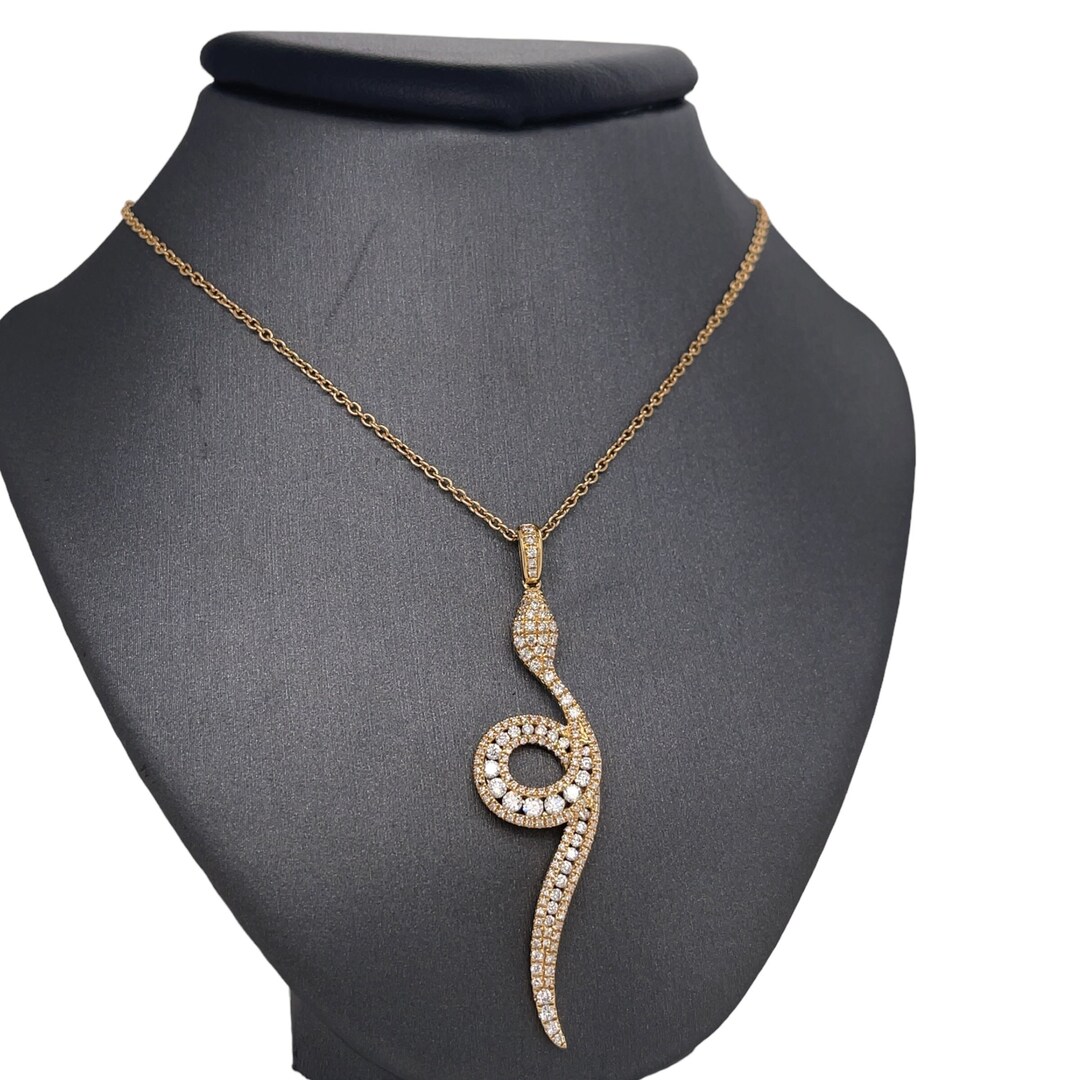 Lionheart™ 18K Yellow Gold Diamond Snake Charm Necklace Etsy