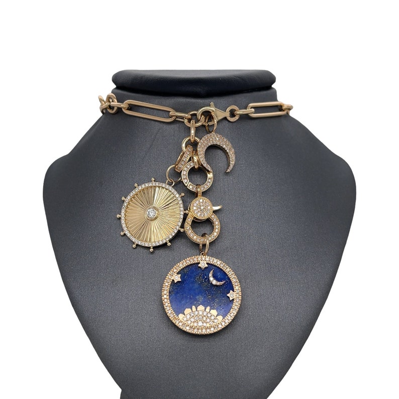 Lionheart™ Signature Original Charms, 14K Gold Starry Night Lapis Lazuli, Cassandane Sunburst Medallion, Luna Celestial Crescent moon Charms image 3