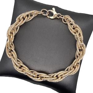 14K Yellow Gold Textured Rope Bracelet, Yellow Gold Rope Bracelet,  Textured Gold Bracelet, Yellow Gold Bracelet, Polished Gold Bracelet