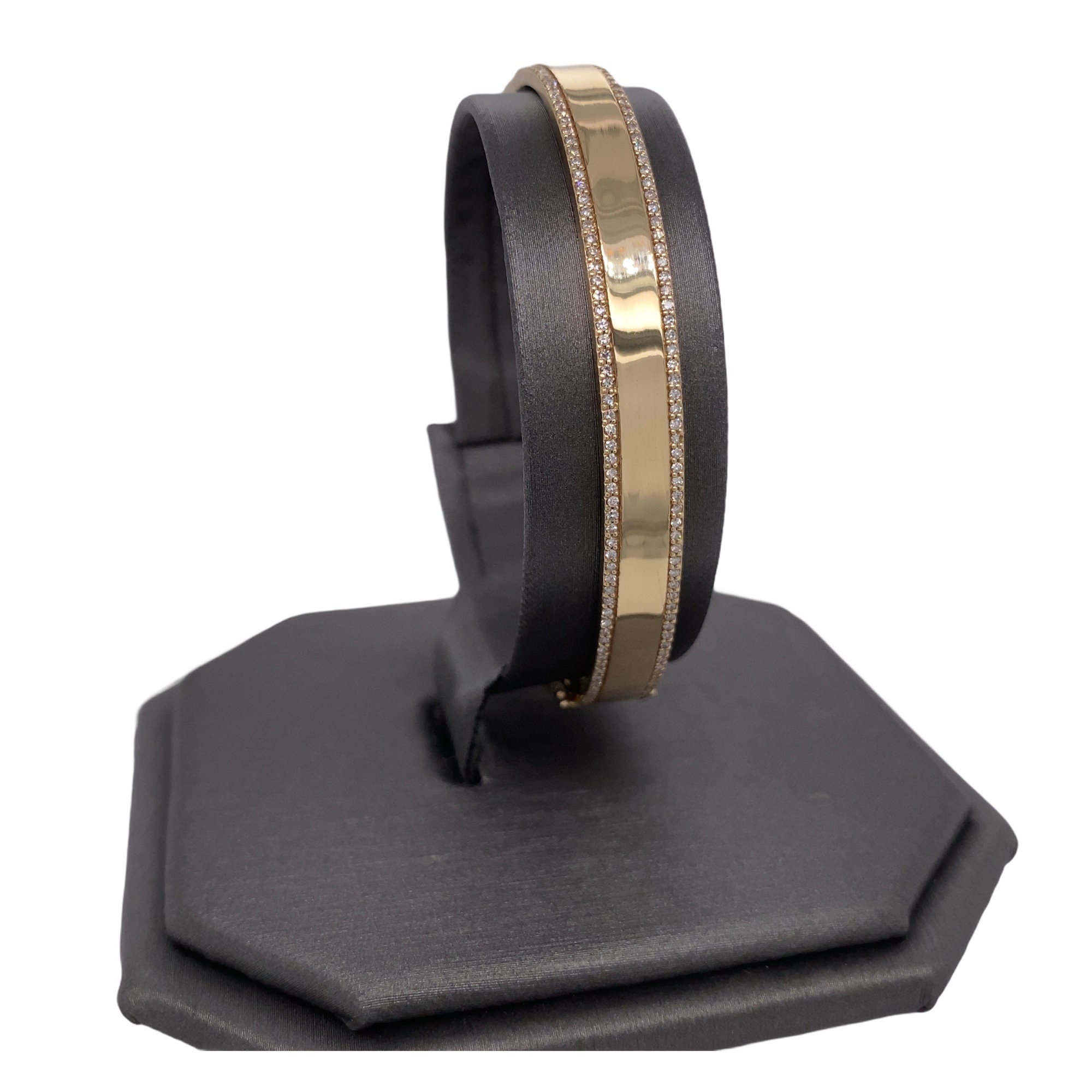 14K Solid Gold Diamond Rim Plain Polished Design | Etsy