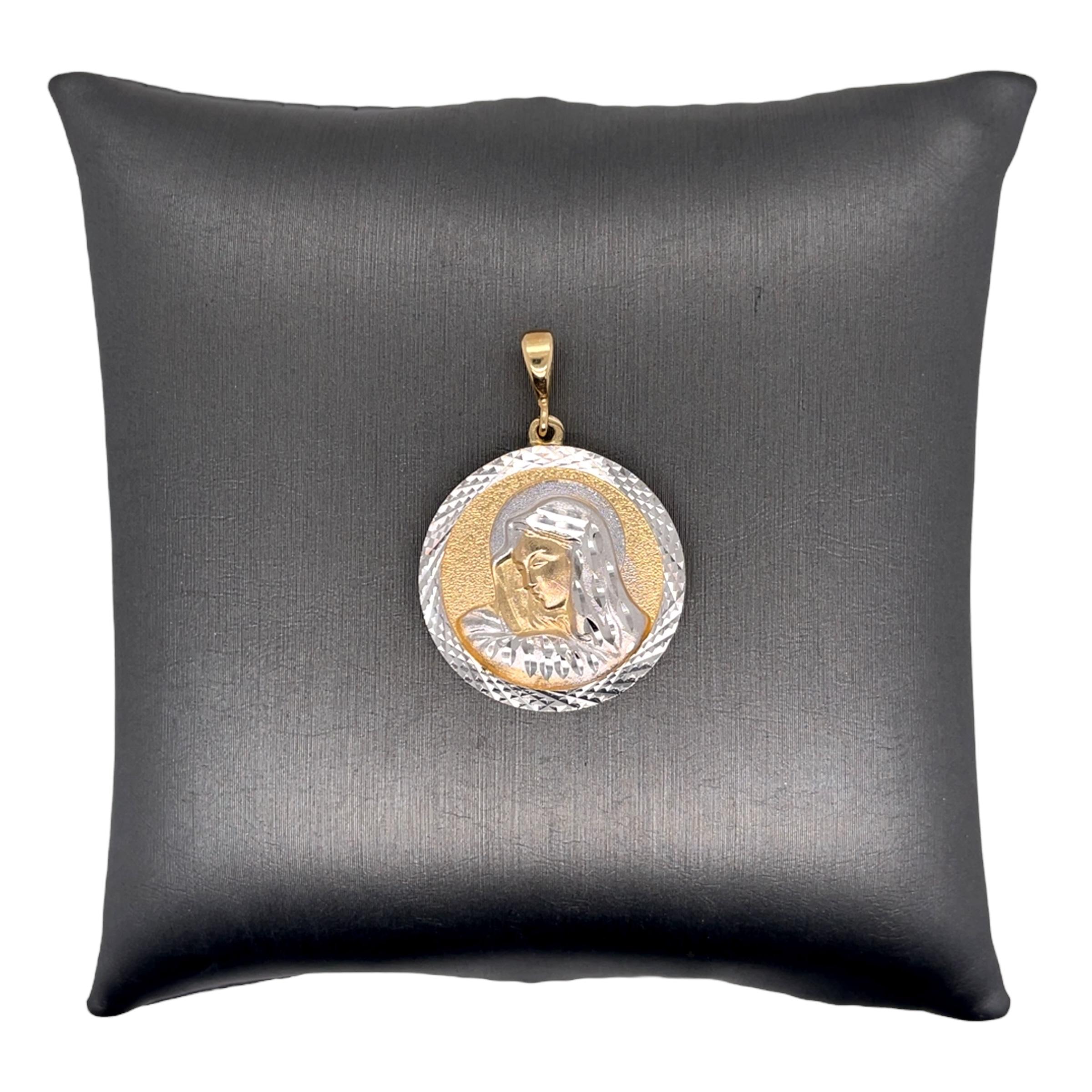 14Kゴールド イエスの聖心と聖母マリアの真っ白な心 リバーシブルメダルペンダント 認定14Kゴールド聖母マリアの奇跡のメダル カトリックチャーム