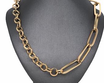 14K Yellow Gold Handmade Italian Mix Link Chain Necklace