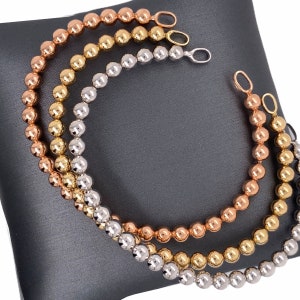 14K Solid Gold, White Gold, Rose Gold, Bead Link, enhancer, diamond lock, Bead Cuff Bangle Bracelet